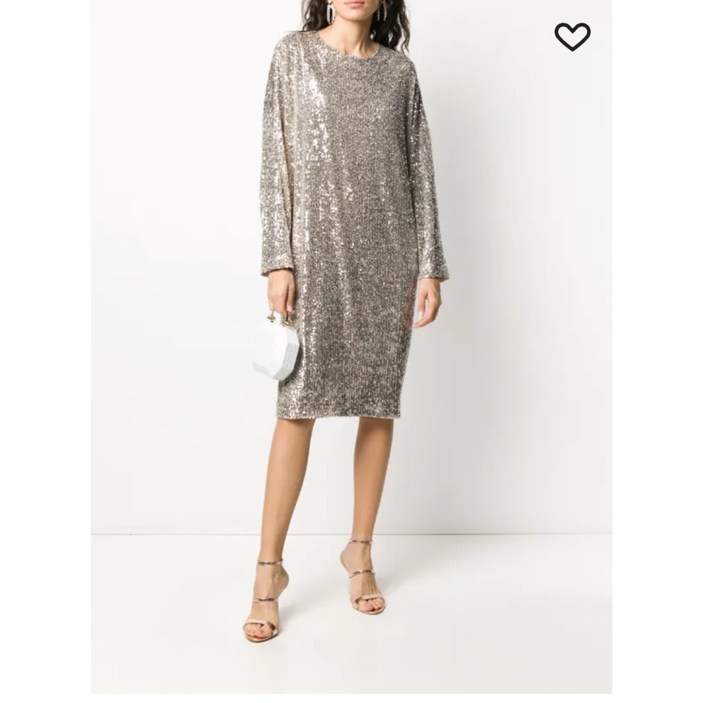 NWT In The Mood For Long Long Sleeve Gold Sequin Dress, Size Small